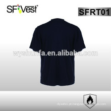 2015 FR vestuário curto mangas preto tripulação pescoço chama resistente segurança t-shirt